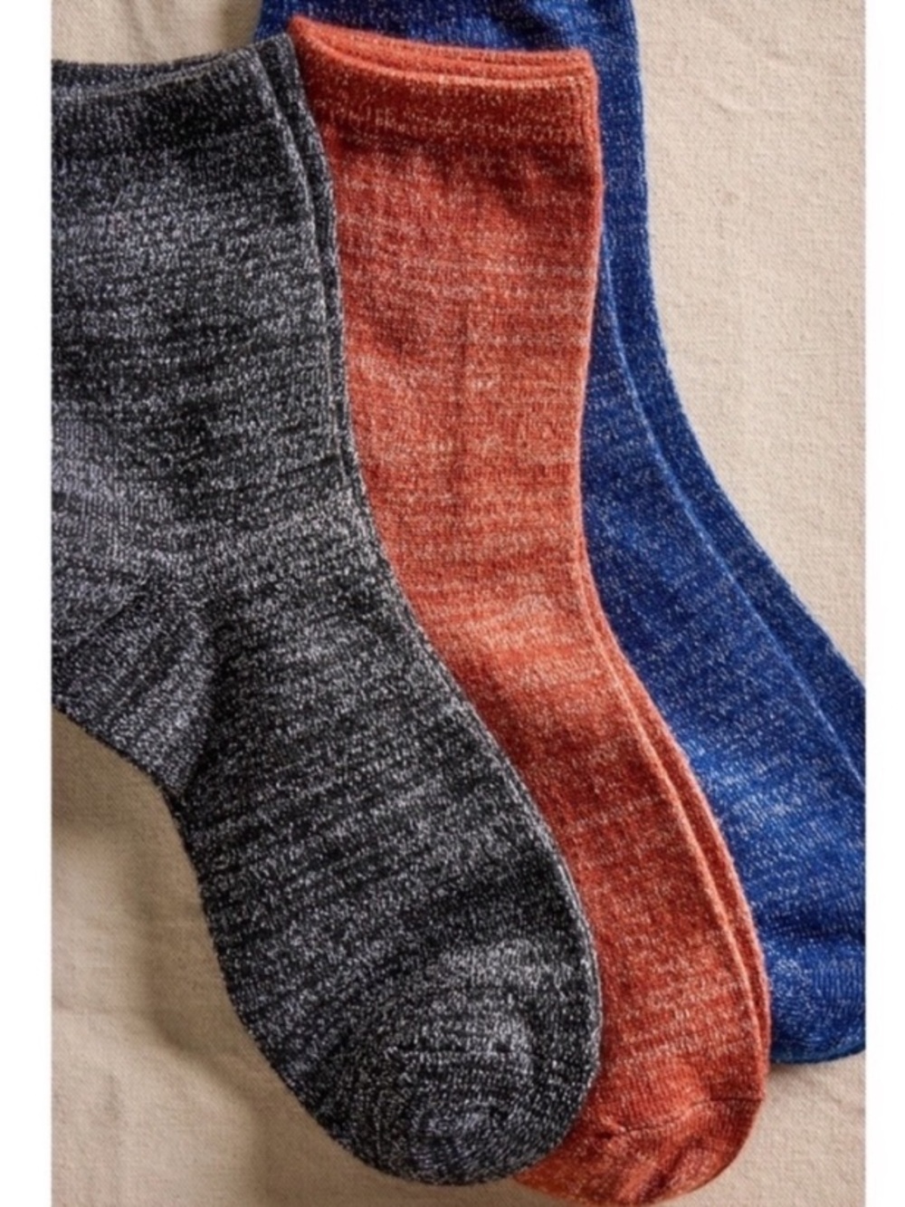 Free People 3 Pack Lurex Sparkle Socks NWT Black Blue Copper Brown